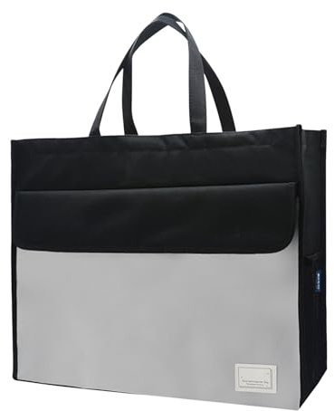 Caspa File Tasche - BAG A3 DOCUMENT LIEFERUNGEN mit Griff, wasserdichter Reißverschluss | Aufbewahrungstasche aus Oxford-Gewebe, Karten-Organizer, Aktenhalter im Koffer-Stil, Schwarz,