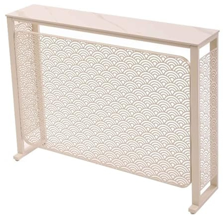 Cache-radiateur avec Plateau Imitation Pierre, Étagère Décorative pour Chauffage, Meuble Ventilé pour Salon et Salle de Bain, Rangement Pratique pour la Maison(White,39.3in/100cm)