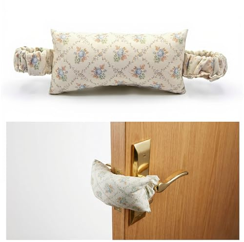 LEBUWOQ Soft Fabric Door Stopper for Handles, Floral Door Slam Stopper Door Silencer Quiet Buffer, Prevents Door Slams Finger Pinches for Kids & Pets Safety, Farmhouse Home Decor