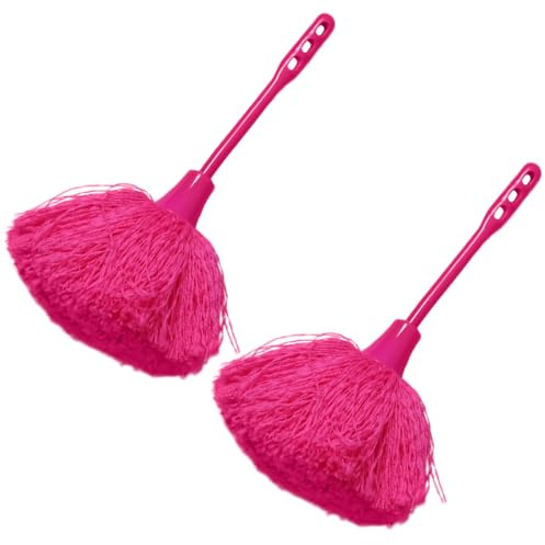 ARTIBETTER Lot de 2 Plumeaux Ménagers Antistatiques Rose, Petits Dépoussiéreurs pour Nettoyage Intérieur Voiture et Meubles, Outil de Nettoyage pour Bureau et Ventilateur de Plafond,
