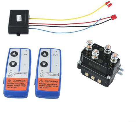 SMZhomeone Contrôleur de treuil électrique, kit de relais de treuil 12 V 250 A avec télécommande radio pour VTT, UTV, tondeuse à gazon, tracteur de jardin, système de charge divisé, noir ABS