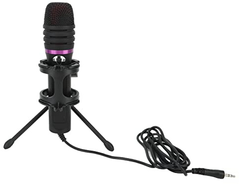 Ahgsup 3,5 Mm Kardioidmikrofon med Stativstativ och Popfilter för Poddsändning och Streaming Hållbar Metalldesign