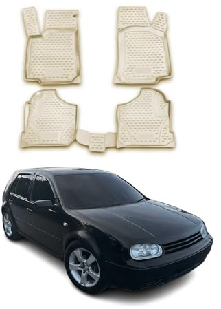 OMAC Gummimatten Fußmatten kompatibel mit VW Golf 4 1997-2006 TPE Automatten Beige 4X