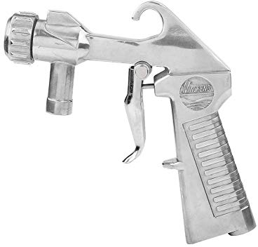 Walfront Pistola de Chorro de SifóN de Aire AlimentacióN de Chorro de con 4 Piezas de Boquilla de CeráMica Mango de Pistola de Aluminio Fundido Herramienta de Granallado