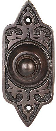 A29 Oil Rubbed Bronze Doorbell Button – 3 3/4 x 1 1/2, Decorative Vintage Style Push Button in Brass with Recess Mount Antique Finish – Wired for Two-Wire Chimes, Weatherproof, Easy DIY Installation