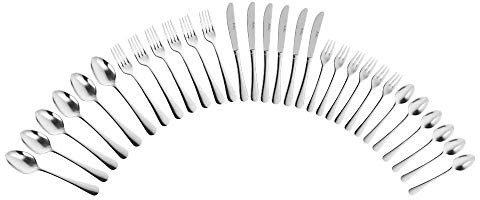 PINTINOX Juego de 30 cubiertos de plata contemporáneos pulidos de acero inoxidable, apto para lavavajillas