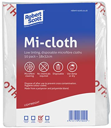 Robert Scott Mi-cloth Microfibre Pack of 50 Cloths Colour Coded 103216-Red