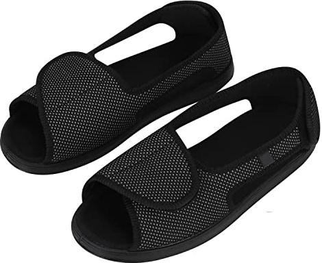 Womens Diabetic Shoes Extra Wide Edema Swollen Shoes Comfort Elderly Slippers Adjustable Surgical Footwear Open Toe Sandals Orthopaedic Shoe for Diabetic Feet Anti Slip Breathable Summer Slipper