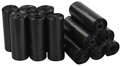Qshape 300 Bolsas de Basura de Cocina de 40 L, Bolsas de Basura Negras, 12 Rollos
