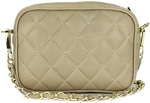 Belli italienische Echt Nappa Leder Abendtasche Damentasche kleine Umhängetasche zum Ausgehen gesteppt - 18x13x7 cm (B x H x T)