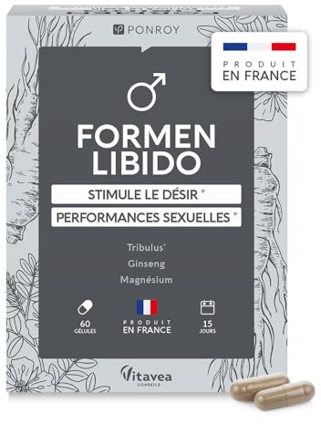 Yves Ponroy Formen Libido Tribulus - Complément Alimentaire Stimulant Sexuel pour Homme - Magnésium, Tribulus Terrestris, Glutamine, Ginseng et Maca - 60 Gélules - 15 Jours - Fabriqué en France | Vitalité et à la Forme Générale - Formule à base de Maca - Ginseng et Tribulus - Fabriqué en France