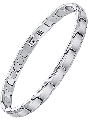 Jeracol Titanstahl magnetarmband damen, magnetische Brazaletes mit 3500 Gauss Magneten, verstellbares magnetisches Handgelenkband mit Entfernungswerkzeug und Schmuck