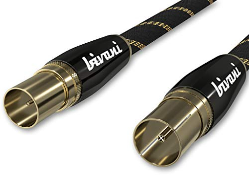 bivani Antennenkabel 1 Meter Premium - Koaxial M/F, Koaxialkabel, Fernsehkabel, Kabelfernsehen, Radio, DVB-T, DVB-T2, DVB-C, DVB-S, DVB-S2, DAB - FullHD, UltraHD, UHD, HDTV, TV - Elite-Series - 1M