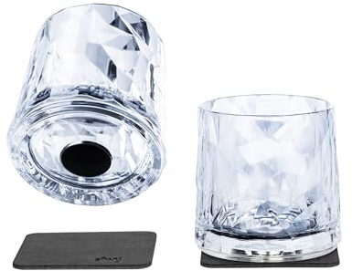 silwy® HIGH-TECH-Kunststoff-Magnet-Gläser inkl. Metall-Nano-Gel-Pads – rutschfeste Campinggläser, Boot- und Yachtzubehör (Tumbler // 0,25 l // 2er Set)