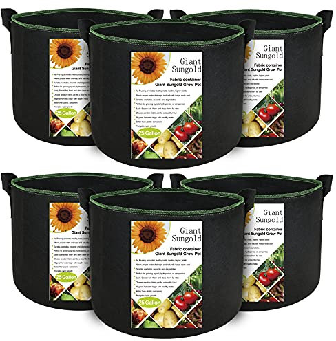 6er-Pack Pflanzbeutel mit 25 Gallonen, riesiger Sonnenschutz, verdickter Vliesstoff-Töpfe mit Griffen, robuste Belüftung, Pflanzgefäße, Gemüse, Blumen, Garten, Pflanzgefäße, Kinderzimmer etc.