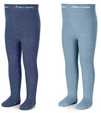 Sterntaler Kleinkind Unisex Strumpfhose Baby Kleinkind Baby-Jungen Uni Doppelpack Strumpfhose - Strickstrumpfhose - waschbar - blau, 116
