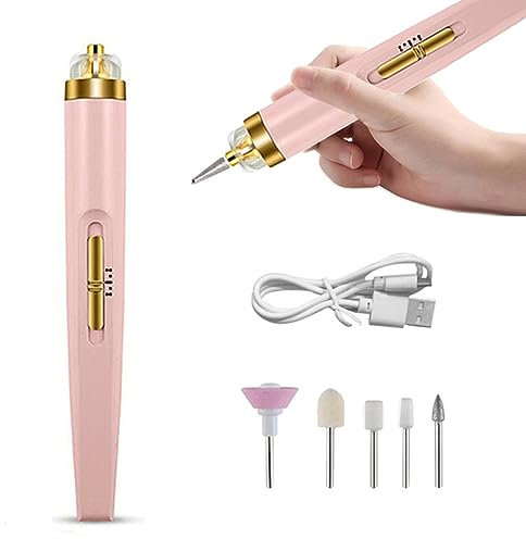 BODYA Ensemble de ponceuse à ongles électrique avec lumière 5 en 1 - Mini stylo de manucure portable pour enlever le gel