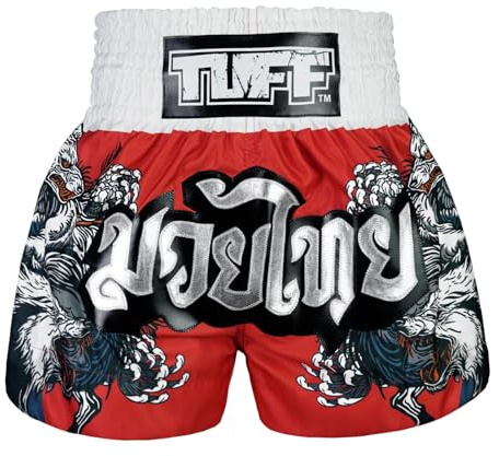 Tuff Sport Muay Thai shorts boxningsshorts traditionell stil träningsset MMA-byxor, Tuf-ms684-röd, M