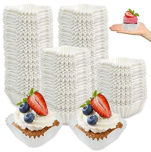 YEXEXINM 1000 pirottini quadrati per cupcake, usa e getta, colore bianco, pirottini quadrati per cottura in forno, per cupcake, decorazioni per feste