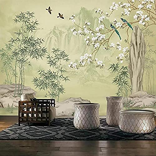 3D Tapete Bambus Wald Magnolie Blumen Und Vögel Klassische Wandfarbe Wohnzimmer Arbeitszimmer Heimdekoration W 3D Tapete Effekt Tv Sofa Die Fototapete Wandbild Wohnzimmer Schlafzimmer-300cm×210cm