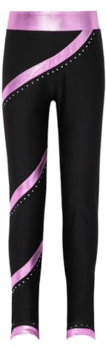 iiniim Leggings para Niña Pantalón Rayas Patinaje Artístico Pantalones Danza Mallas Largos Pantalones de Ballet Danza Gimnasia Ropa Deportiva Leggins B Rosa 9-10 años