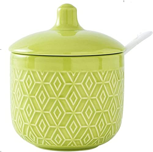 Zuccheriera in ceramica, dispenser for zucchero, barattolo di stoccaggio a reticolo in rilievo colorato, zuccheriera in porcellana tinta unita, saliera, for bar, ristorante-rosa-9x8x11,5 cm ( Colore :