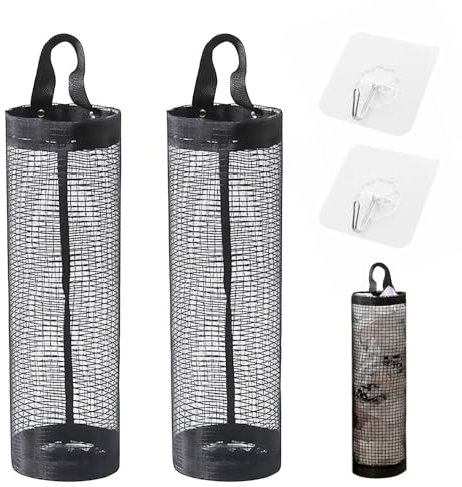 Cylocrya Soportes para Bolsas de plástico para Colgar Bolsas de Basura, Estante de Malla Transpirable, Organizador Plegable con Ganchos, Ideal para Cocina, Baño, Dormitorio, Almacenamiento de Bolsas