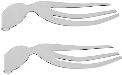 Amosfun 2pcs Salad Fork Stainless Steel Useful Salad Hands Fork Servers Creative Hands Tool for Home Bar Serving Spoons