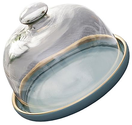 HOLIDYOYO 1set Food Cover with Tray Glass Protective Cover for Cakes Pastries and Meals Dustproof and Easy to Clean for Parties and Family Gatherings