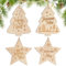 4pcs 10cm Décoration Sapin de Noël Étoile en Bois Boules Ornement Pendentifs Joyeux Embellissements Tranches Bonhomme de Neige Scrapbooking pour Fête Anniversaire Nouvel An