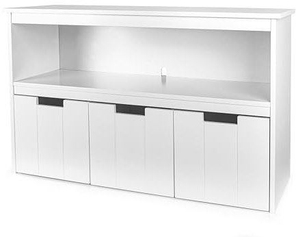 Leomark Spielzeugaufbewahrung für Kinder, Weißes, Aufbewahrungsmöbel mit 3 Schubladen, Spielzeugregal, Aufbewahrungsbox, TV-Schrank, Kommode, Kinderregal, für Kinderzimmer, Schlafzimmer, Höhe: 61,5 cm