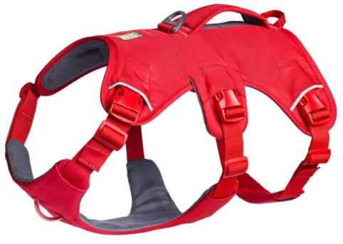 Ruffwear Web Master Hundegeschirr, Y-Front-Hundegeschirr mit Griff und verbesserter Schnalle, verstellbar und leicht für Spaziergänge und Wanderungen, fluchtsicher, kein Ziehen, Red Canyon, X-Small