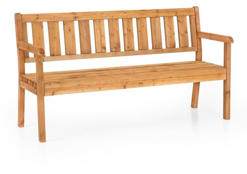 AMATA UNGURS Trippelbänk modern design – väderbeständig träbänk för utomhusbruk, uteplats, trädgård och trädgård eldgropar – ergonomisk och hållbar stol, tidlös design (brun)