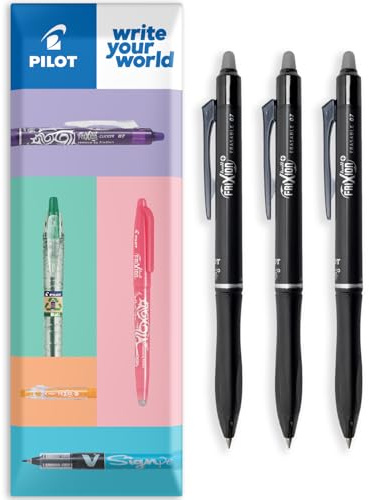 Pilot Frixion Ball Plus Radierbarer Tintenroller - 0,7 mm Medium Tip - Thermosensitive Tinte sauber löschen für Büro Schule Stoffmarkierung - Kissenanzug mit 3 - schwarze Tinte