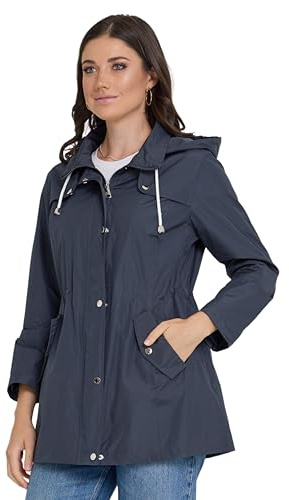 Steve Madden Rain Jacket Women - Waterproof with Hood Anorak Rain Coats for Women Windbreaker Plus Size XS-3X