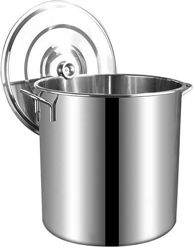 Marmite à Soupe en Acier Inoxydable épais – Seau Rond avec Couvercle, Grande capacité, Convient à Tous Les Types de cuisinières, 60 cm x 60 cm