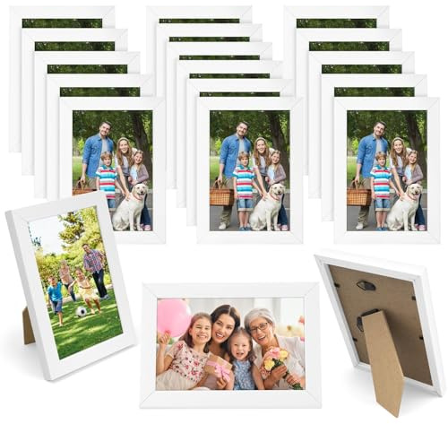 YFNVH 16 Stück Fotorahmen Set 10x15 cm, Weiß Bilderrahmen für Wohnzimmer Schlafzimmer Kinderzimmer, Ideal für Wand- oder Tischaufsteller Fotos Bilder