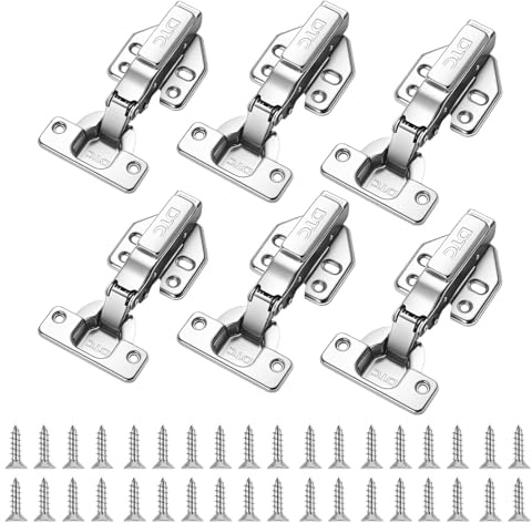 INMOZATA 6Pcs Kitchen Cupboard Hinges 110 Degree Detachable Cabinet Hinges 3D Full Overlay Door Hinge with Screws