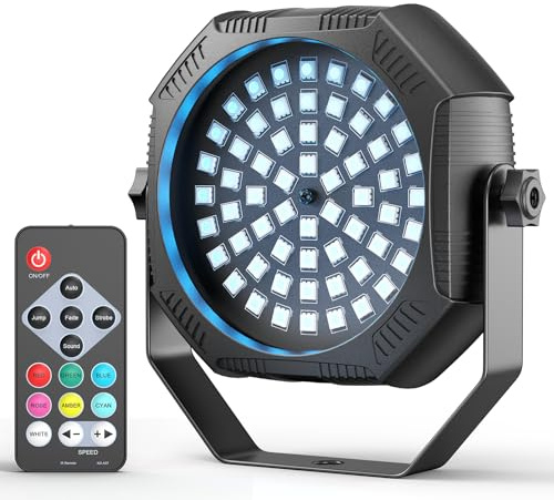 DazzlingStage Rechargeable Strobe Lights, 60 LED RGB Mini Stage Lights, 30W Battery Powered Strobe with Remote & Sound- Activated Control Mode, LED Flash Lights for Party Home Halloween Bars