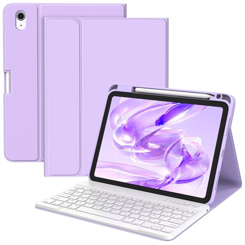 BQSS Coque Clavier pour iPad A16 11/10 Ème Génération(11 Pouces 2025/10.9 Pouces 2022), AZERTY Français, Housse Amovible avec Clavier Bluetooth sans Fil pour iPad 2022 10eme/11eme