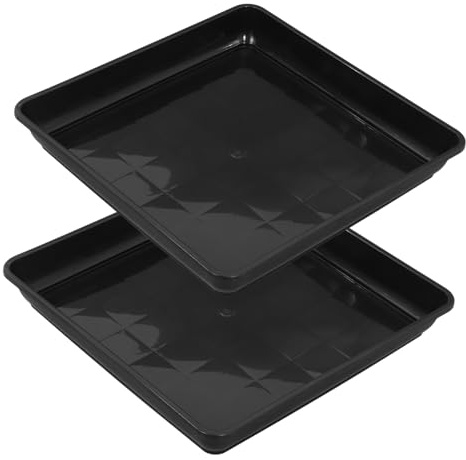 OFFSCH Sottovasi per Piante in Plastica 2 Pezzi Quadrati Antigoccia per Interno Ed Esterno 40 Cm Resistente Antiusura Raccolta Acqua e Terra Davanzale Giardino
