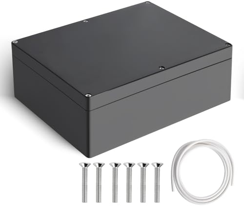 Project Box Therlan IP65 Waterproof Electronics Box DIY ABS Junction Box Universal Plastic Project Enclosure For Indoor Outdoor (Black, 263 * 182 * 95mm)