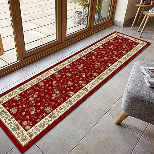 Tappeto tradizionale rosso per corridoio, passatoia per scale, corridoi e aree, disponibile nelle misure da 100 cm a 600 cm (60 x 500 cm)
