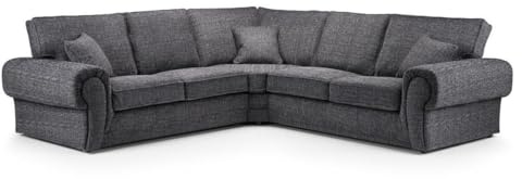 Wilcot 5 Seater Corner Fabric Sofa | *265cm x265cm* | 12 Months Manufacture Warranty | Living Room Furniture | Lisbon Slate Fabric (Grey)