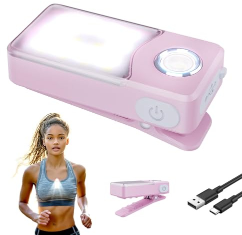 UMIONE USB-C wiederaufladbares Lauflicht, 3 Helligkeitsstufen, Spot und Flood 2-in-1, IPX7 wasserdichte kompakte LED-Taschenlampe für Nachtwanderung, Arbeit, Jogging, Camping(Farbe Rosa)