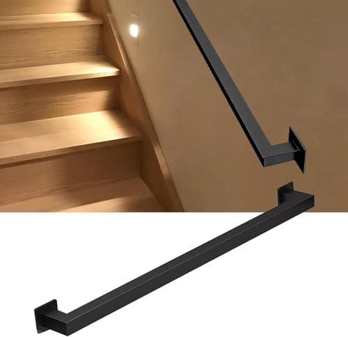 MSHGSKU Ringhiera per Scale a Muro Ringhiere in Ferro battuto per Scale Ringhiera per Scale Interne ed Esterne Corrimano di Sicurezza Corrimano per Scale Antiscivolo - Kit Completo, Quadra