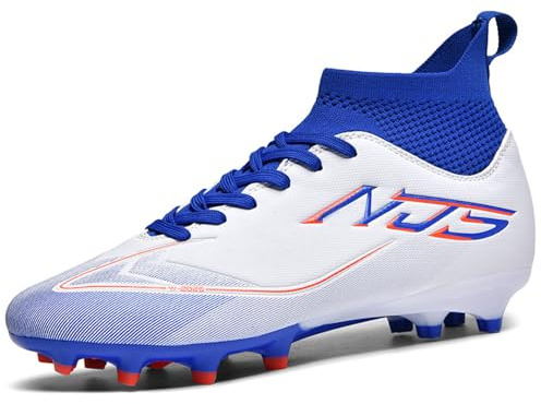 NUTTOPL Zapatillas de Fútbol Hombre Profesionales Atletismo Calzado de Fútbol Zapatillas de Deporte Entrenamiento para Césped Artificial Futbol de Competición Blanco 45 EU