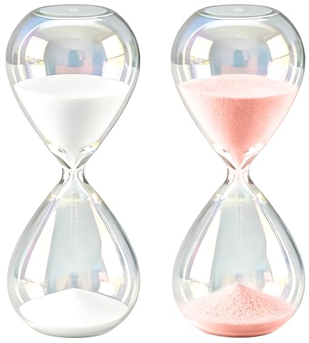 GBKDQQ Reloj de arena de 30 minutos, 2 unidades de cristal de arena grande, reloj de arena de cristal y arena fina, Hourglass Sand Time ideal para decoración del hogar, escritorio y oficina, rosa y