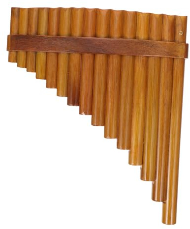 HONITANO Professionelle Panflöte aus natürlichem Holz Linksseitig Robust Leicht und Tragbar Traditionelles Musikinstrument für Anfänger und Schule