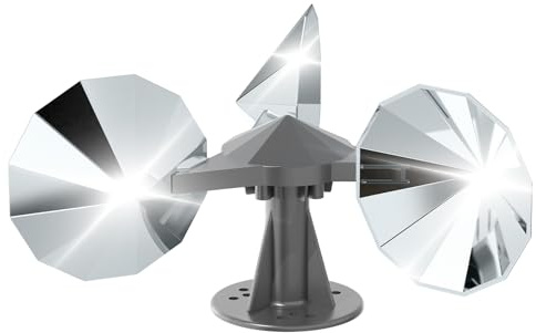 OFFO Windrad Vogelabwehr, Taubenabwehr Windspiel Specht Abwehr, 360°Reflexion Bewegliches Vogelschreck, Kunststoff Basis für Fassade, Balkon, Garten, 1Stück.